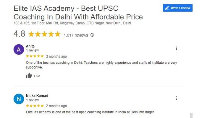 Elite IAS Academy Reviews