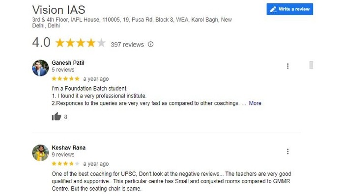 Vision IAS Coaching Review Vision IAS Coaching Review