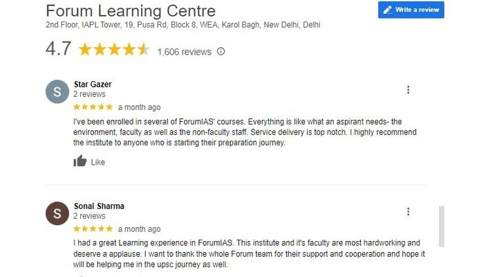 Forum IAS Coaching Review