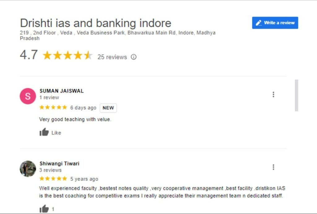 Drishti IAS Coaching in Indore Review