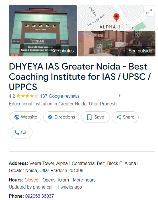 Dhyeya IAS Coaching in Greater Noida