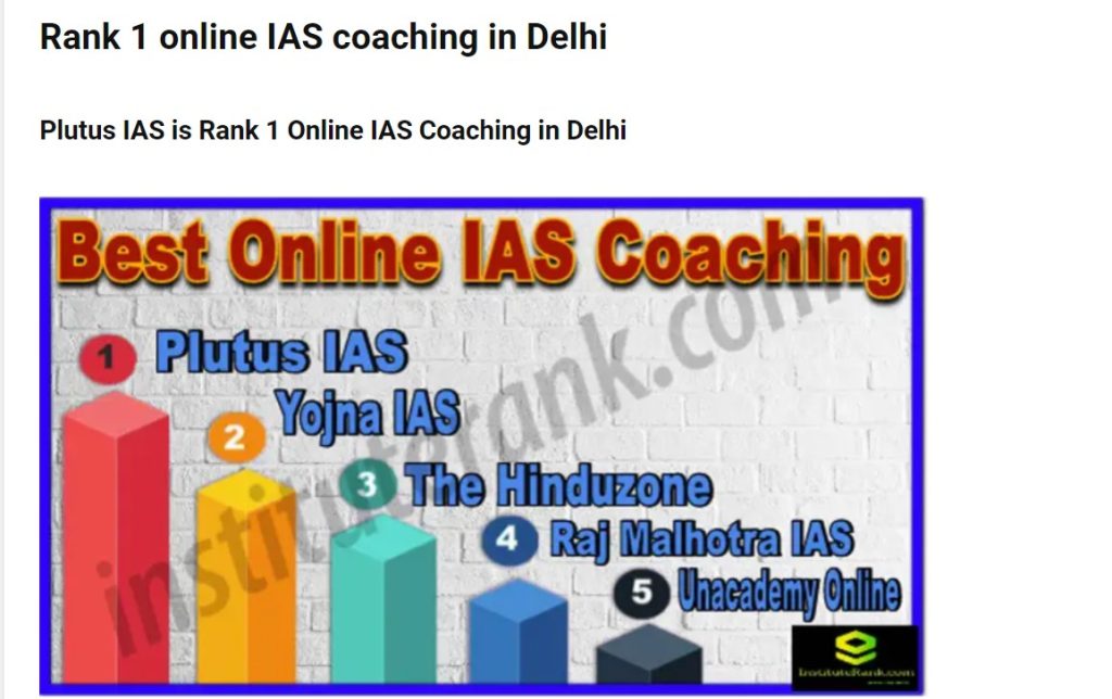 Rank 1 Online IAS Coaching center in delhi