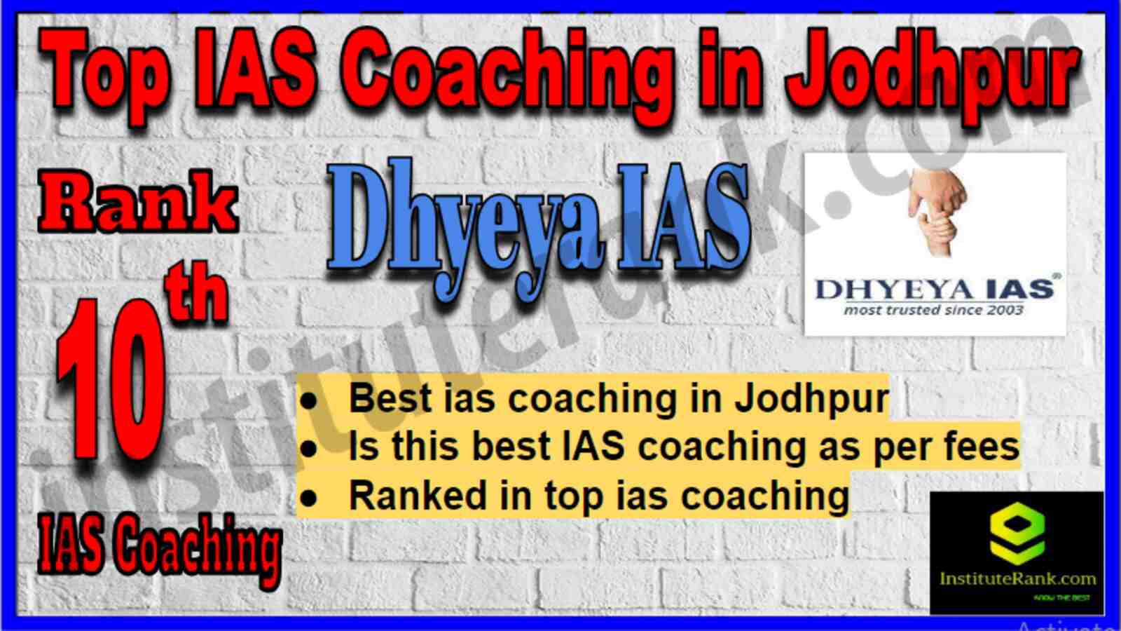 Rank 10 Top IAS Coaching in Jodhpur