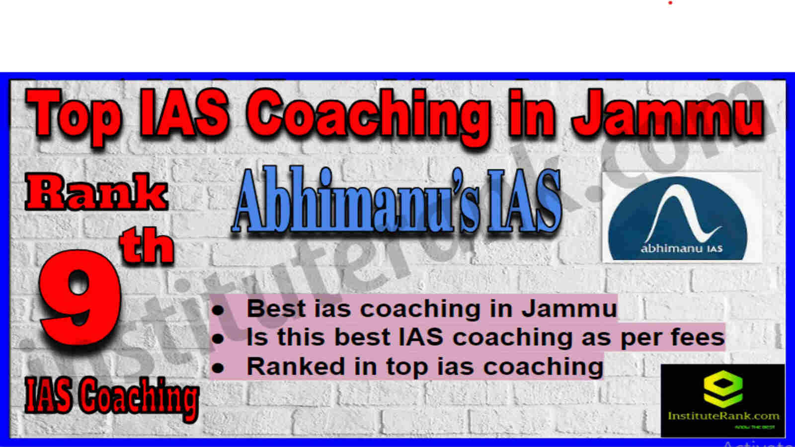 Rank 9 Top IAS Coaching in Jammu