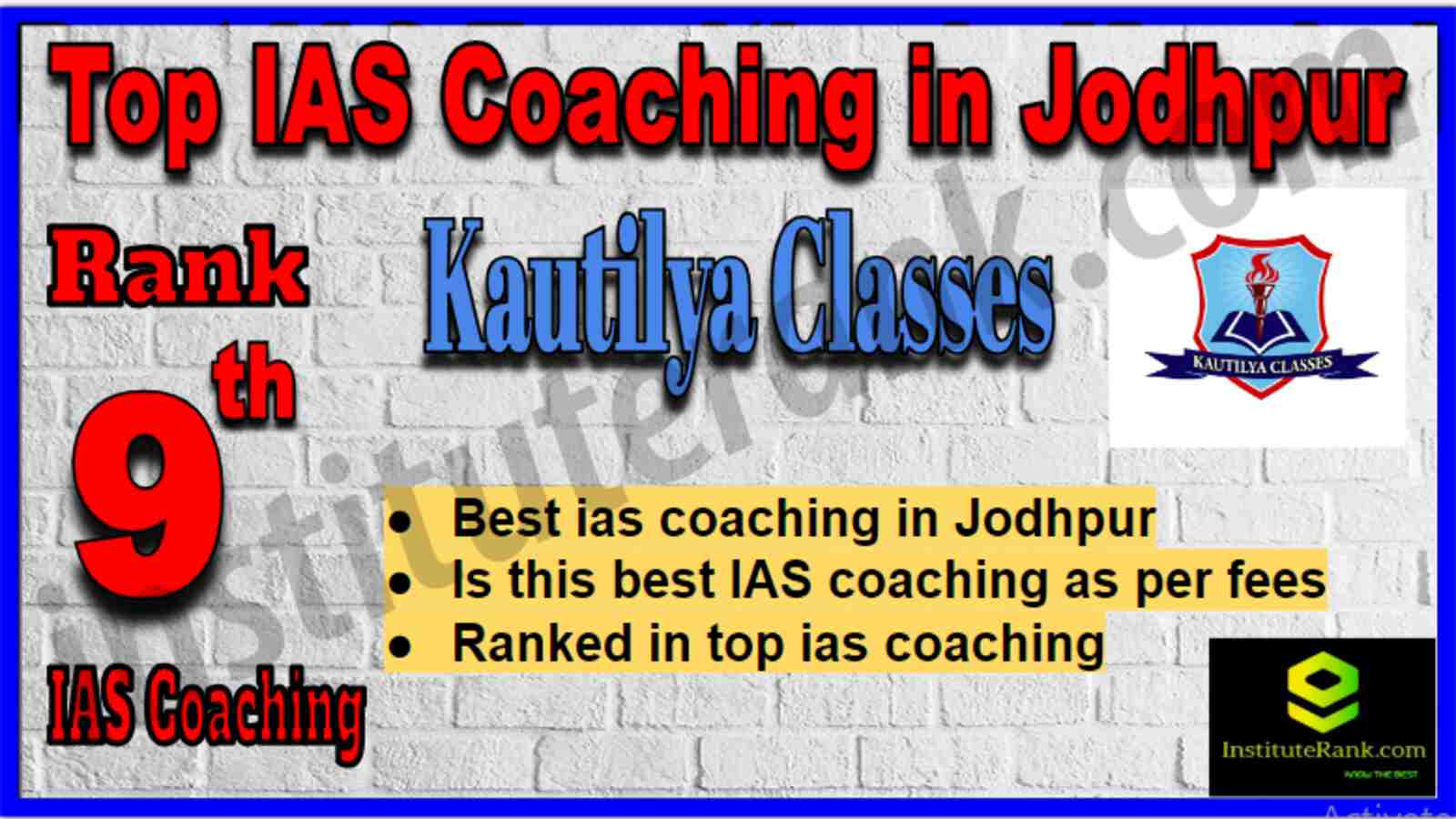 Rank 9 Top IAS Coaching in Jodhpur