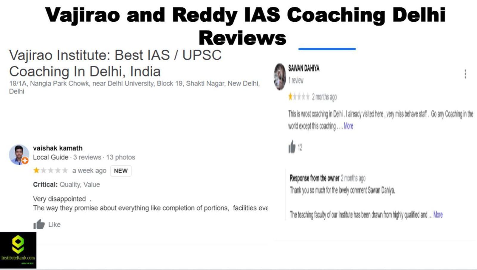 vajiaro and Reddy IAS Delhi Reviews
