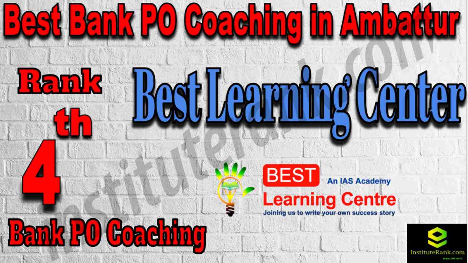 4th Best Bank PO Coaching in Ambattur