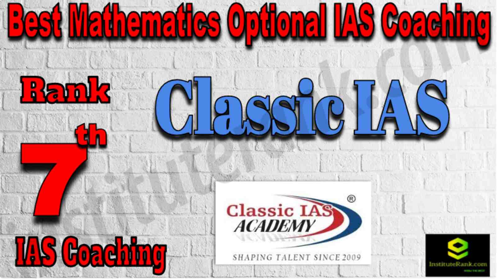 Rank 7 Best Mathematics Optional IAS Coachings