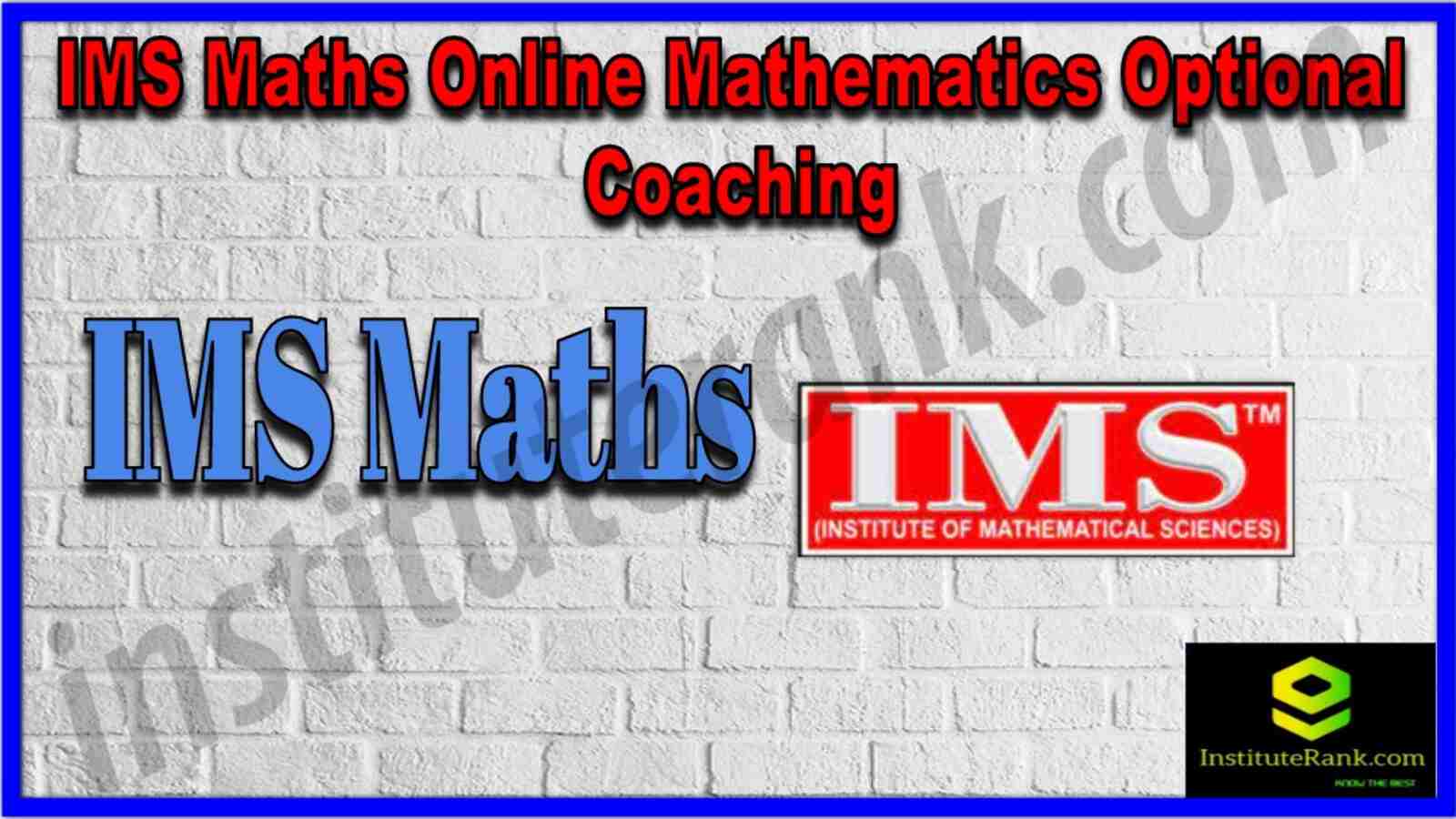 IMS Maths Online Mathematics Optional Coaching