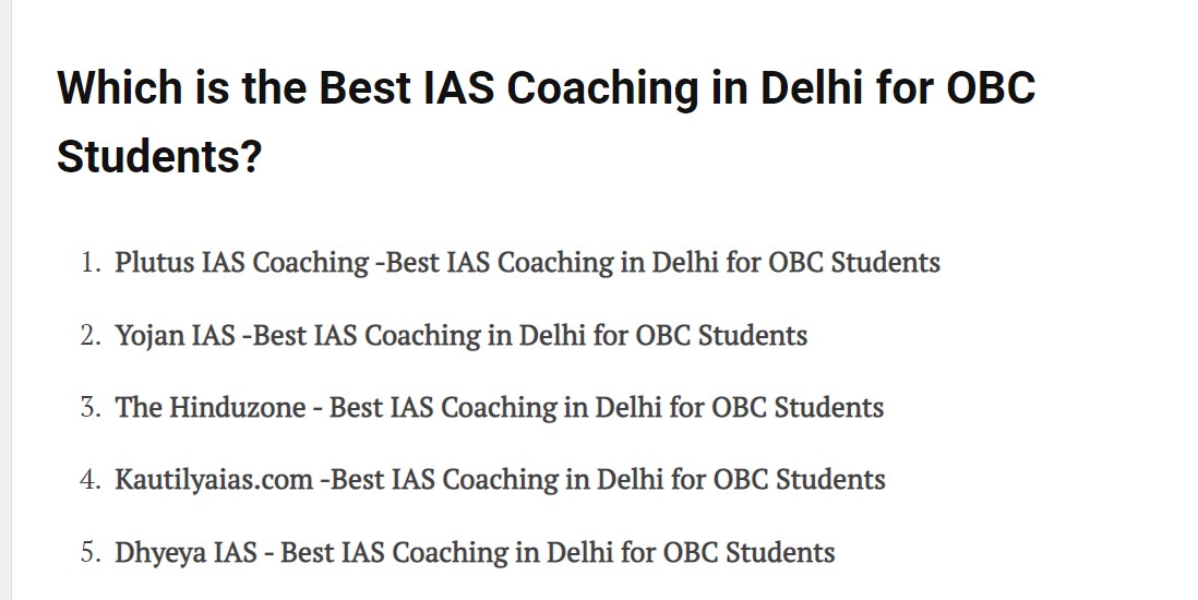 Best Coaching for ias in delhi for obc students