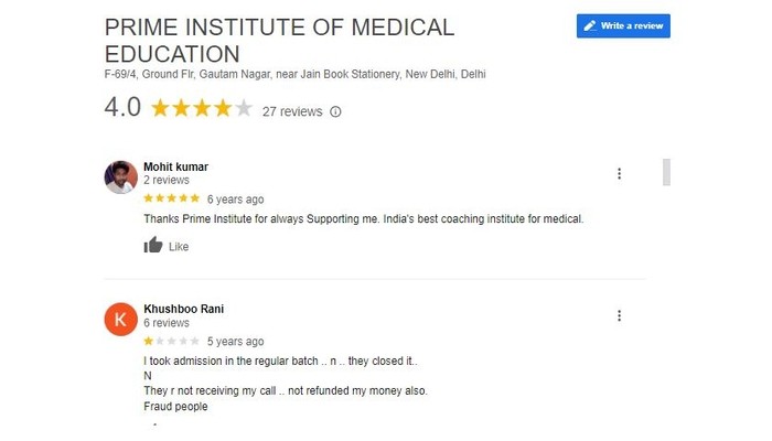 Prime Institute of Medical Education Review