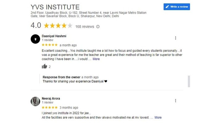 YVS Institute Review