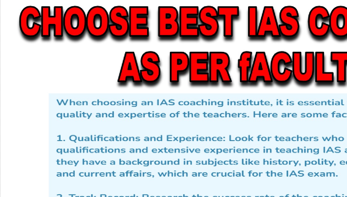 WHICH IS BEST IAS COACHING AS PER FACULTY