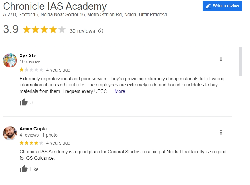 chronicle ias academy noida reviews ratings
