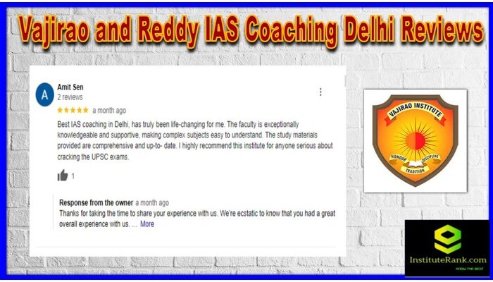 Vajirao and Reddy IAS Coaching Delhi Review