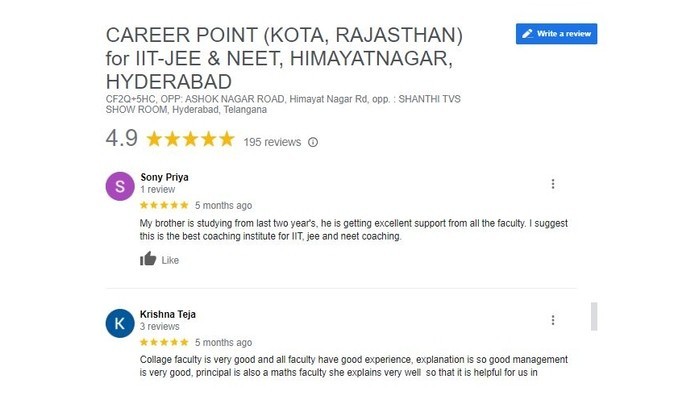 Career Point Coaching in Hyderabad Review