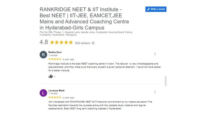 Rankridge IIT JEE coaching review