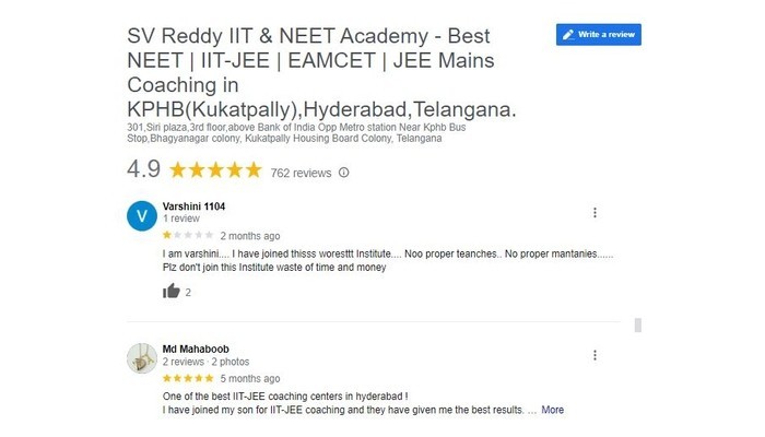 SV Reddy Coaching Review