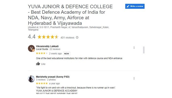 Yuva Junior Defence College Review