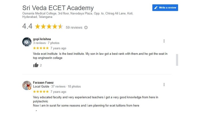 Sri Veda coaching Review