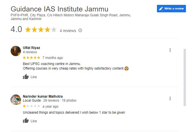 Guidance IAS coaching Google Review
