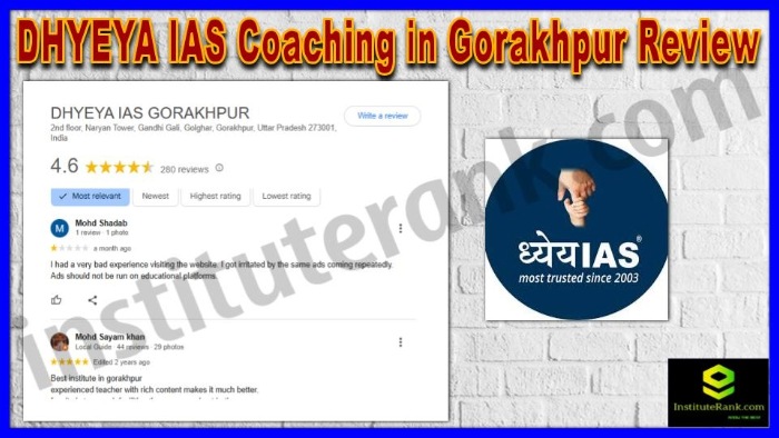 DHYEYA IAS Coaching in Gorakhpur Review