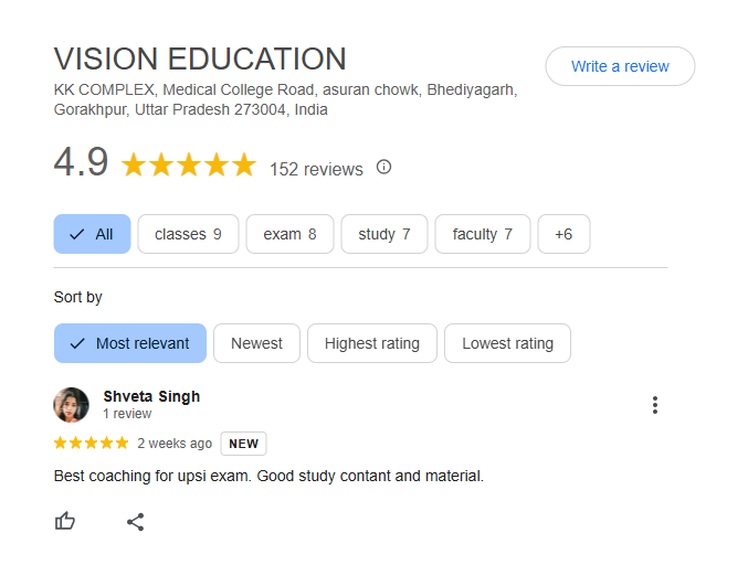 VISION EDUCATION IAS Coaching in Gorakhpur Review